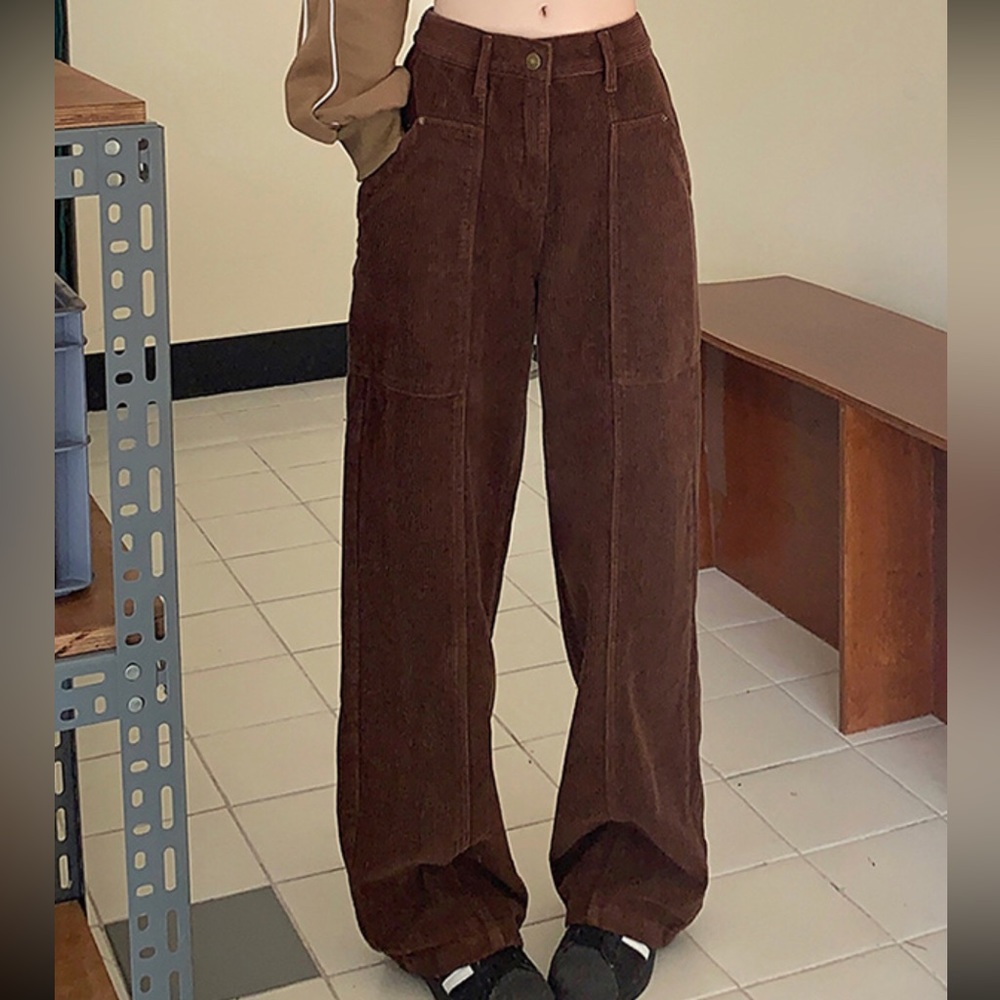 EMMIOL Vintage Corduroy Big Pocket Splice Cargo Pants